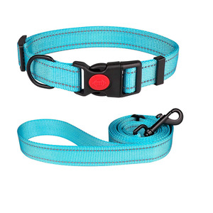 Conjunto de <span class=keywords><strong>collar</strong></span> y correa de perro de nailon de gran oferta de fábrica, <span class=keywords><strong>collar</strong></span> y correa de perro ajustable reflectante con hebilla de bloqueo de seguridad - Product Image 1