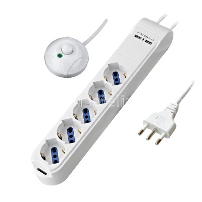 Multi Socket Multipresa SAFELINE Italy 5 Outlets Power Strip Extension Sockets with 16A Plug Chile Socket with 2 USB with LED Indicator