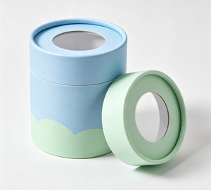 Recycled Kraft Paper Cylinder Box with Transparent PVC Window, Custom Printed Paper Tube for <b>Confectionery</b> Snack Packaging - Product Image 3