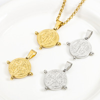 Pendentifs ronds en acier inoxydable à motif Vierge Marie, soudés, double face, style Hip-hop Punk, pour colliers ou chaînes de pull