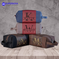 Trousse de toilette pour hommes avec logo personnalisé pochettes en cuir PU maquillage cosmétique en similicuir lasérisable pour femmes et hommes avec fermeture éclair