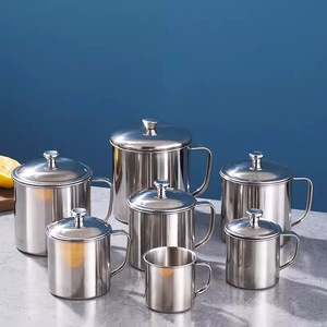 Stainless Steel Drinking Cup With Handle And Lid Tea Cup School Use <b>Drop</b> Proof Solid Color Straight Cup Household Water Cup - Product Image 1