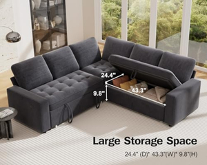 <span class=keywords><strong>Divano</strong></span> <span class=keywords><strong>Letto</strong></span> Componibile <span class=keywords><strong>a</strong></span> 5 Posti <span class=keywords><strong>a</strong></span> Forma di L in Ciniglia con <span class=keywords><strong>Letto</strong></span> Estraibile e Schienale Reclinabile - Product Image 5