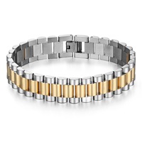 Bracelet tendance pour homme en acier inoxydable 15 mm 3 perles Chaîne en acier inoxydable