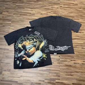 <span class=keywords><strong>T</strong></span>-shirt graphique streetwear de luxe LY 2026 en coton épais, imprimé crâne délavé vintage, coupe oversize pour homme, mode hip-hop - Product Image 5