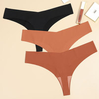 Tanga Deportiva Europea y Americana de Seda de Hielo sin Costuras para Mujer, Ropa Interior Transpirable Delgada de Cintura Baja