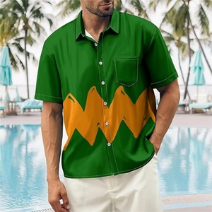 Men's ODM Custom Logo Breathable Stand Collar Food Cars <b>Print</b> Hawaiian Short Sleeve Casual Tropical <b>Funky</b> Shirt - Product Image 5