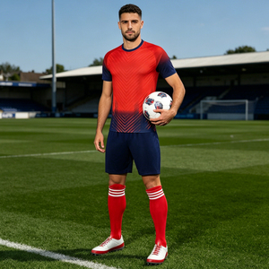 Maillots et shorts de <span class=keywords><strong>football</strong></span> respirants de haute qualité, personnalisés avec impression par transfert thermique, ensemble de vêtements de sport d'été 100% polyester - Product Image 5