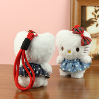 Mignon et créatif : Pendentif porte-clés pour sac à dos de filles, motif chat floral en peluche KT, avec rembourrage en coton PP