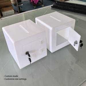 Abschließbare Moderne Umweltfreundliche Transparente Acryl-Box - Vorschlagsbox Hochzeitskarten-Box Wunschbrunnen mit Klappdeckel - Product Image 2