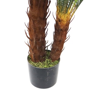 Cycas artificiel de 125 cm de haut à double tronc <span class=keywords><strong>en</strong></span> <span class=keywords><strong>pot</strong></span> pour décoration intérieure - Product Image 4