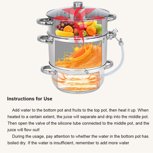 Olla <span class=keywords><strong>Vaporera</strong></span> y Exprimidor de Frutas de Cocina de 3 Capas y 8L, Ecológica, de Metal, con Fondo de Inducción - Product Image 4