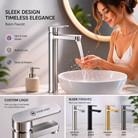 Robinet de lavabo moderne à capteur sans contact en acier inoxydable brossé SUS304, sans plomb, mitigeur de salle de bain monotrou chaud/froid