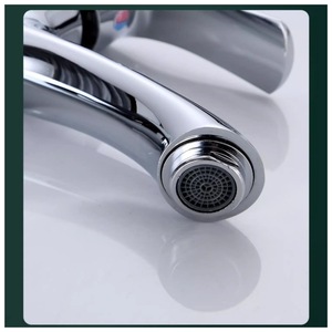 Grifo de lavabo cromado de un solo orificio, montado en el encimera, con una sola manija, para agua fría y caliente, para baño. - Product Image 5