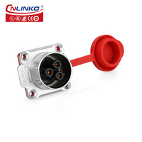 Connecteur Push-Pull 3 Broches CNLINKO LP24 Étanche IP68 25A Contact Or Prise d'Alimentation Circulaire Mâle-Femelle pour Équipement Industriel