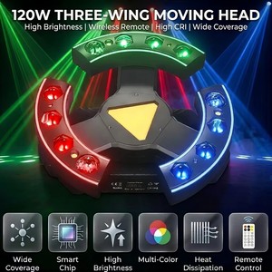 120W LED 빔 라이트 <span class=keywords><strong>DJ</strong></span> 클럽 조명 무빙 헤드 조명, 리모컨 DMX512 사운드 활성화 기능 포함, 이벤트 바 쇼용 | YSH - Product Image 4