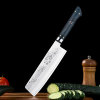 Couteau de chef Gyuto japonais forgé à la main avec lame en acier carbone argenté, manche en bois, ambidextre, style vintage, finition haute brillance
