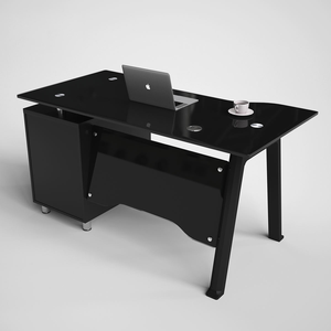 <span class=keywords><strong>Bureau</strong></span> de travail moderne en verre avec 3 tiroirs, table d'ordinateur pour la maison, mobilier de <span class=keywords><strong>bureau</strong></span> - Product Image 2