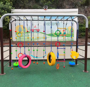 Structure d'escalade extérieure <span class=keywords><strong>pour</strong></span> la <span class=keywords><strong>maternelle</strong></span> : cordes, balançoires, échelles en corde, anneaux suspendus <span class=keywords><strong>pour</strong></span> l'intégration sensorielle - Product Image 6