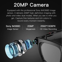 Lunettes intelligentes IA avec enregistrement vidéo 4K 20MP, traduction IA, appels, musique, assistant vocal, contrôle par bouton tactile, chargement Type-C