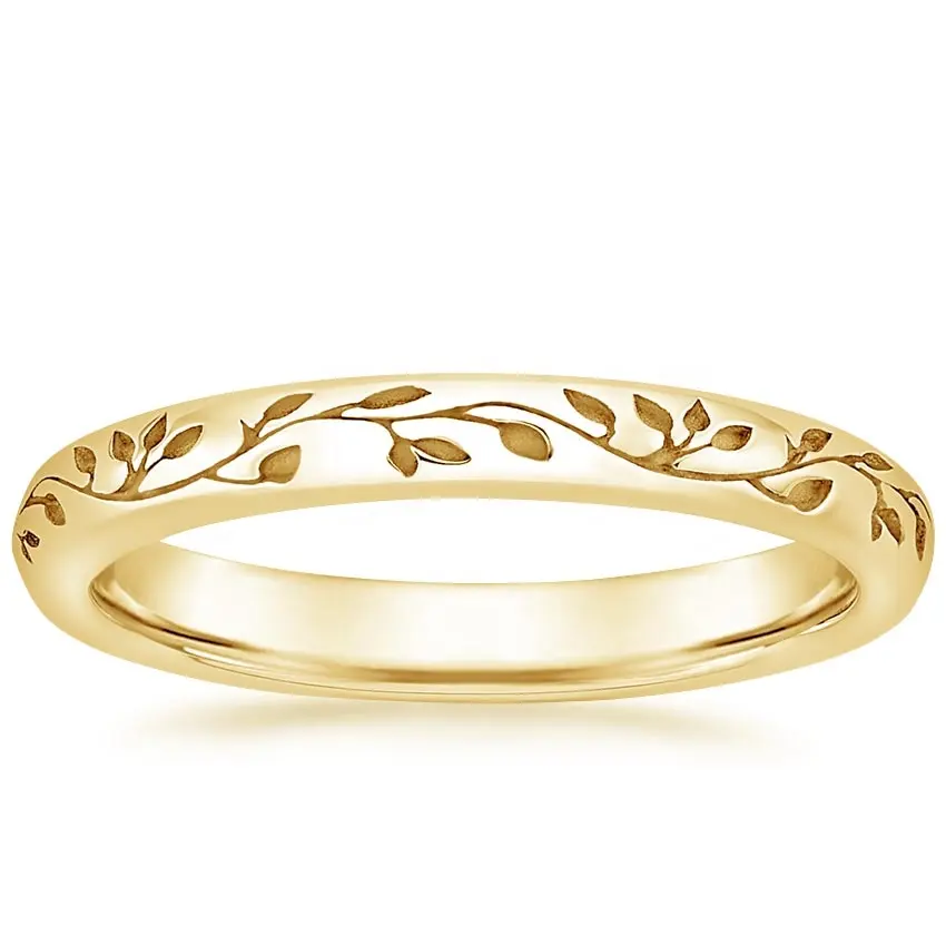 Hot Selling Women Fine Jewelry Noble And Simple Leaf Vine Carving Ring