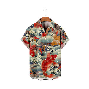 Camisas Hawaianas de Seda 100% para <span class=keywords><strong>Hombre</strong></span>, a Rayas, para Vacaciones de Verano en la Playa, Estilo Vintage con Mapa Náutico de Barco Pirata, Tallas Grandes - Product Image 5