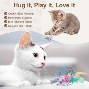 Jouets colorés pour chats : Cages en fil métallique avec plumes, en PP durable, pour l'auto-entretenement des chats et le jeu interactif - Product Image 5