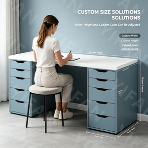YIFAN Modern <strong>White</strong> Dressing Tables <strong>Vanity</strong> Table Lagkapten/Alex <strong>Desk</strong> with Big Storage Many Drawers Useful - Product Image 1