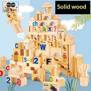 ชุดของเล่นไม้มอนเตสซอรี่ บล็อกไม้รูปทรง<span class=keywords><strong>ตัวเลข</strong></span> ตัวอักษร ผลไม้ และสัตว์ - 100 ชิ้นขนาดใหญ่ บรรจุในถังรูปทรงบล็อกไม้ - Product Image 2