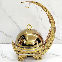 Chauffe-plat BOSAI de luxe léger européen en acier inoxydable doré en forme de lune 8L, alimenté à l'alcool, pour banquets d'hôtel