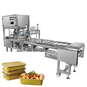 Automatic Line Tray Ready Meal Sealing Machine Fast Food Tray Aluminum Foil Container Sealing Packing Machine