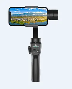 Gimbal penstabil kamera Video, tongkat swafoto 3 sumbu dapat dilipat, penstabil kamera Video aplikasi pelacak wajah rotasi 360