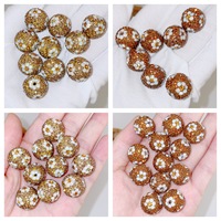 Perles rondes en cristal de verre de 16 mm, ornements en argile polymère percés, boules de fleurs disco