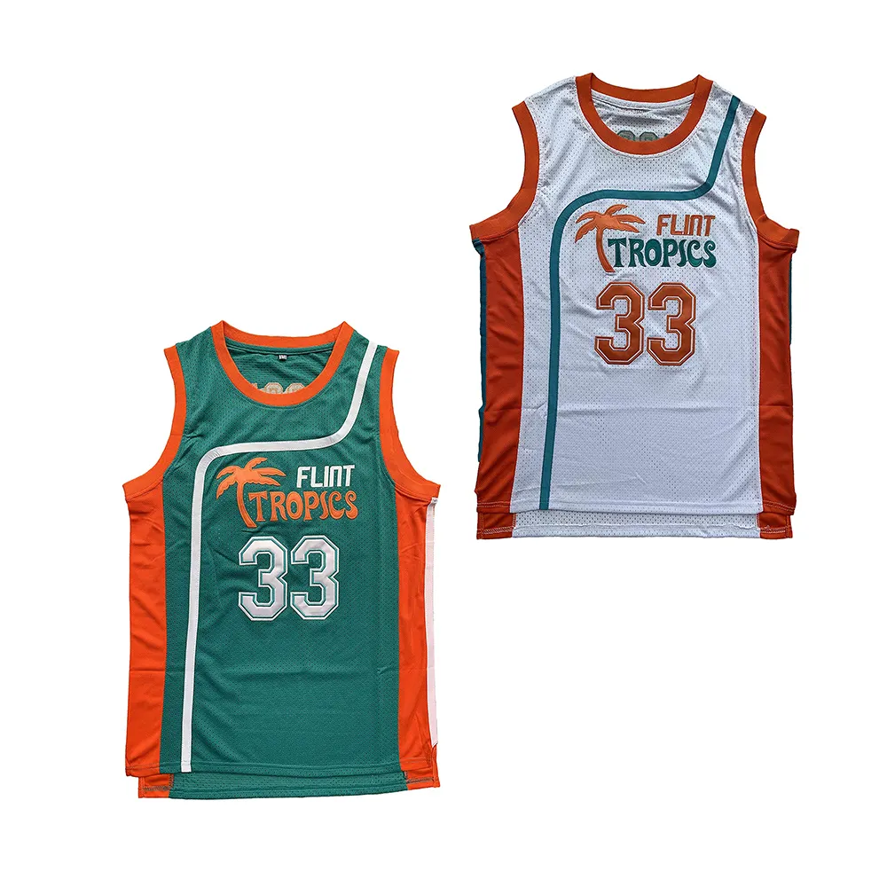 Jackie Moon #33 los Tropics de Flint Semi Pro traje cosido película Hip hop Jersey de baloncesto