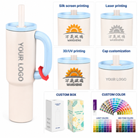 Gobelet isotherme portable en acier inoxydable 304 de 40 oz avec logo personnalisé, poignée et paille, idéal pour les voyages en extérieur