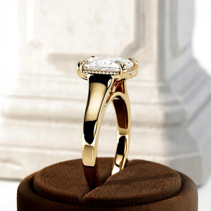 Lab Created Cushion Cut Diamond <b>Vintage</b> Engagement & Wedding <b>Ring</b> in Yellow <b>Gold</b> IGI Certified VVS Clarity Women's Trendy - Product Image 5