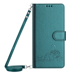 Lanière Photo cadre étui en cuir pochette pour <span class=keywords><strong>Moto</strong></span> G85/G24 4G/G04/E14, pour <span class=keywords><strong>Moto</strong></span> Edge 50 chat imprimé étui portefeuille avec corde - Product Image 1