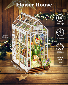Rompecabezas 3D de Madera para Hacer uno Mismo, con Luz LED, Casa de Flores, Decoración de Librería en Miniatura para Adultos - Product Image 2