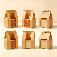 Sachet Doypack en Papier Kraft avec Fenêtre et Fermeture à Lanière, Anti-graisse, pour Biscuits, Pâtisseries et Snacks, Vente au Détail et en Gros