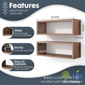 Wooden <b>wall</b>-<b>mounted</b> <b>shelf</b>, simple single-board decorative potted plant and figurine display rack, solid wood cup organizer. - Product Image 4