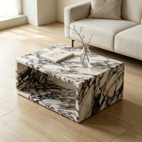 Table basse rectangulaire de luxe moderne en marbre naturel Calacatta Viola, table d'appoint blanche, table à café pour salon, villa