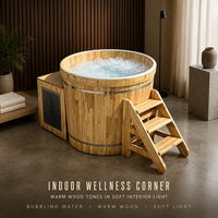 Baignoire froide en bois pour le bien-être en plein air avec système de refroidissement à contrôle de température pour la récupération sportive, baignoire à glace