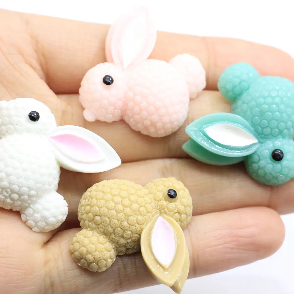 Hot Sale Kawaii Cartoon Rabbit Resin Charms Flatback Animal for Phone Cover Decoration Jewelry Making Accessory