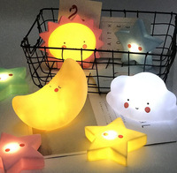 Lampes LED mignonnes en vinyle à piles bouton, en forme de lune croissante, nuage et étoile, pour chambre de bébé