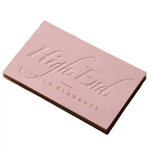 Biglietti da visita più spessi in carta con Logo pressato in cotone rosa con stampa a caldo in oro personalizzato