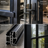 Porte d'entrée extérieure en acier sur mesure, double vitrage, rupture de pont thermique, cadre fin, luxe, pour villa, fabricant OEM Chine