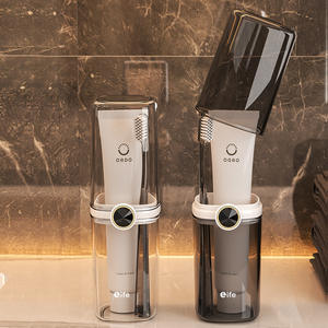 Ordo – étui à brosse à dents portable avec gobelet, boîte de rangement translucide noir et blanc pour soins bucco-dentaires, pour dentifrice et brosse - Product Image 4