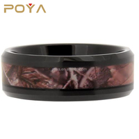 POYA Classic Trendy Wolfram karbid Ehering Resizable Camouflage Inlay Cut 8mm Verlobung geschenk Party Kunststoff