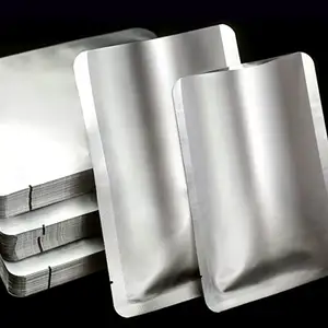 Silberner vakuum-heißkleben-mylarbeutel in lebensmittelqualität mit offenem deckel aus aluminiumfolie mylarbeutel zur aufbewahrung von lebensmitteln in großen mengen retortbeutel