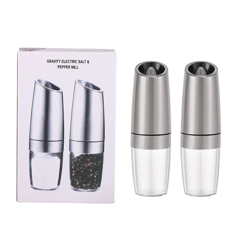 Hot bán tự động trọng lực điện hạt tiêu và muối Máy xay Set Mill gia vị Jar pin có thể điều chỉnh coarseness